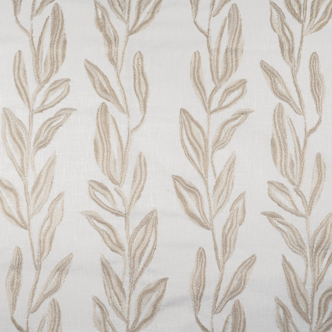 Wildwood # 414 Sisal by Maxwell Designer Fabric Color Theory-Vol. X Driftwood 70% COTTON 25% POLYESTER 5% LINEN EMB.-100% RAYON INDIA V-15.2" H-8.8" W: 54" EMB: 53" - Swanky Fabrics -