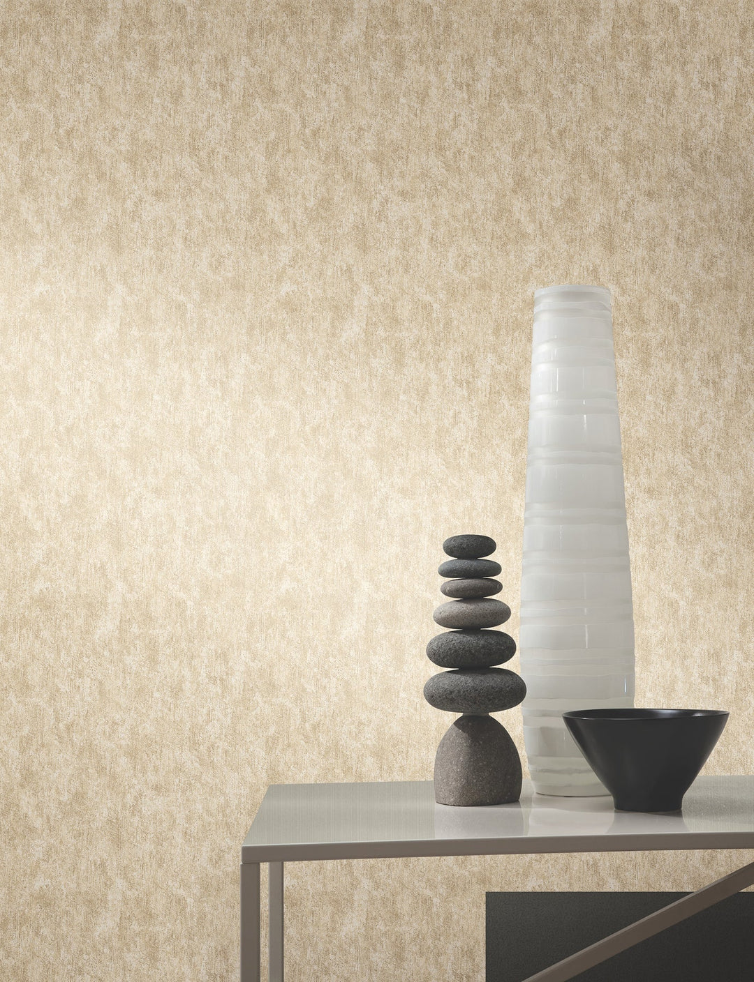 Shimmering Patina Beige & Brass Wallpaper by Antonina Vella Designer