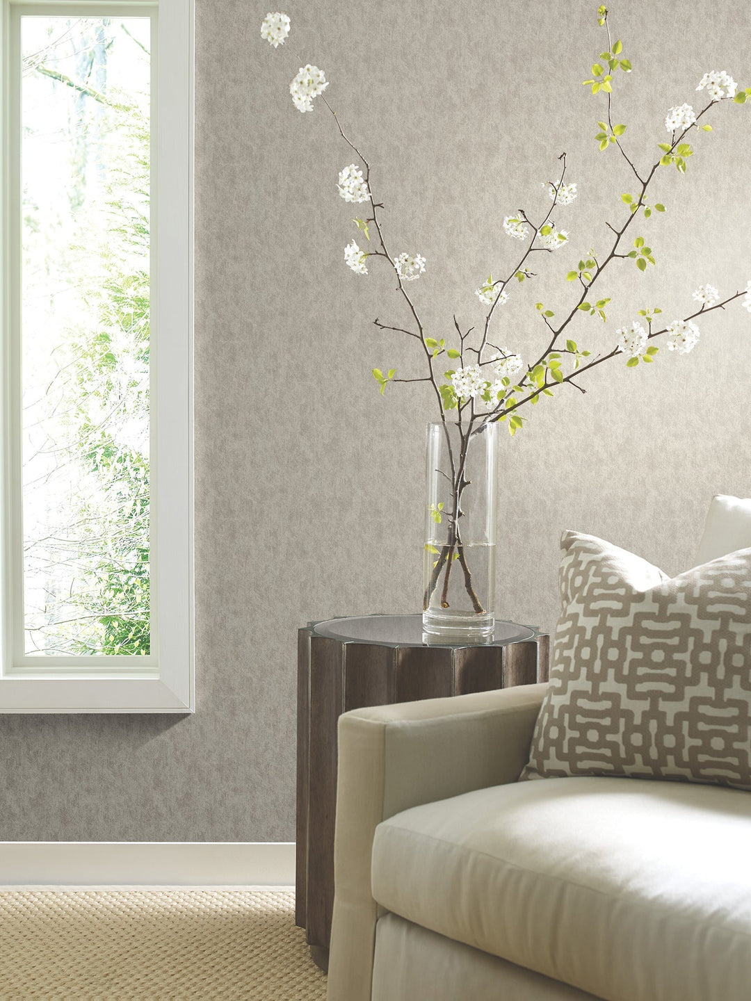 Shimmering Patina Silver Wallpaper by Antonina Vella Designer