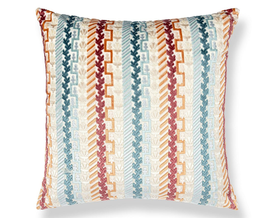 Villelaure Pillow 22 X 22 - Orange Teal WWSDDK273400002 by Scalamandre Designer Pillow
