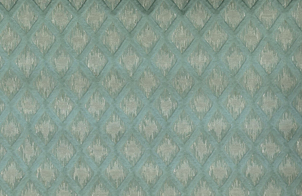 Xavier Aqua by Norbar Designer Fabric PARAMOUNT 43% POLYESTER 32% LINEN CHINA 2"V 1 1/2"H 57 - Swanky Fabrics -