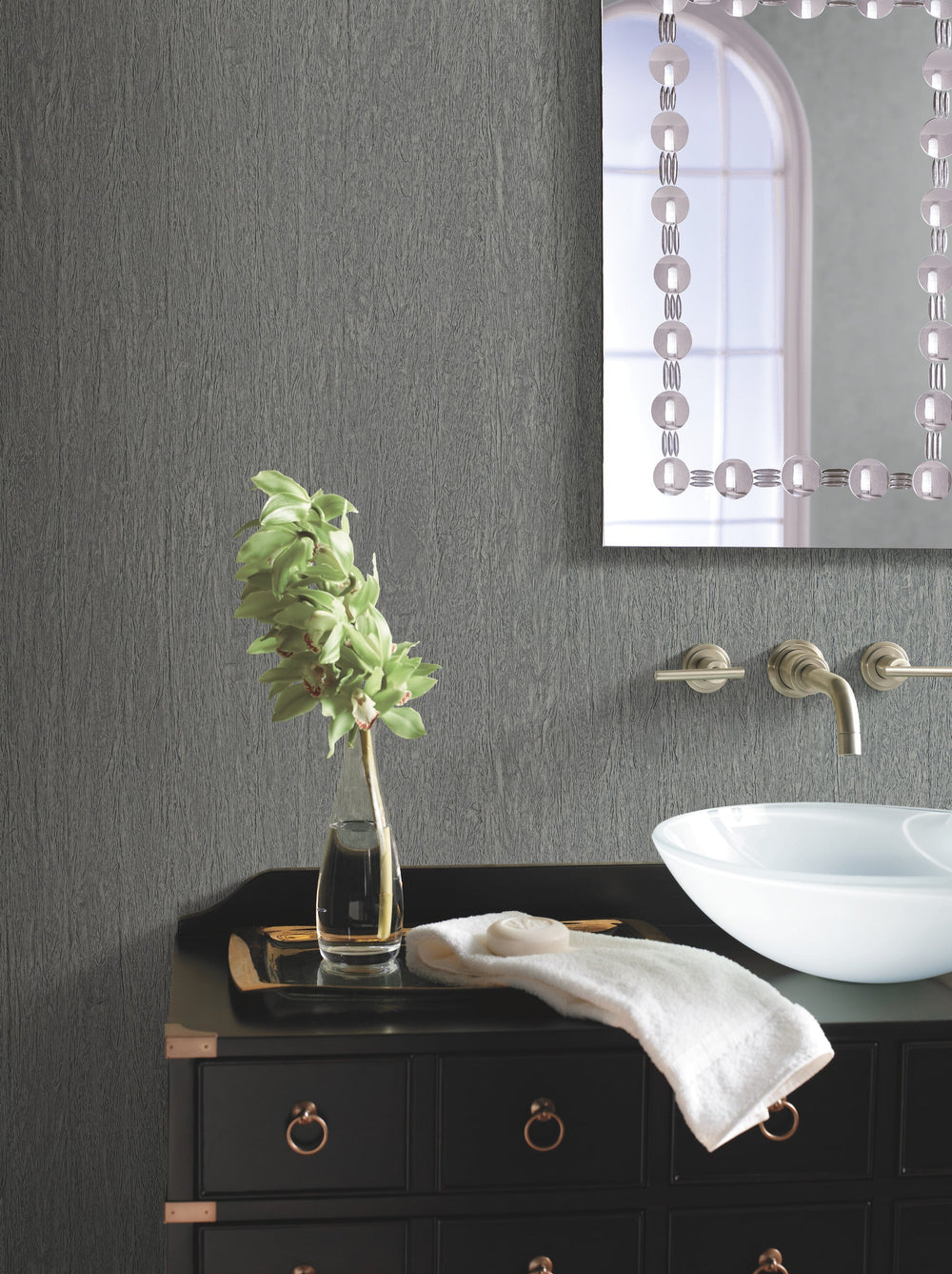 Natural Texture Grey Wallpaper by Antonina Vella Designer