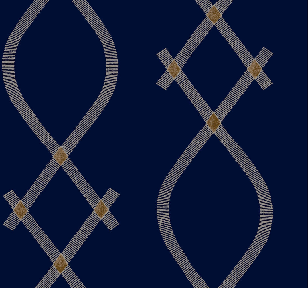 Ellena Navy Wallpaper by Ronald Redding Designer