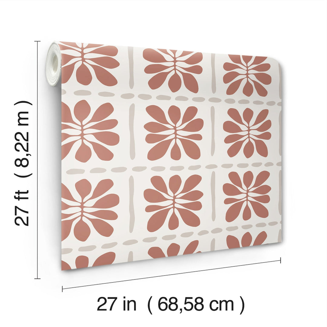Mimosa Fleur Terracotta Wallpaper by York Wallcoverings Designer