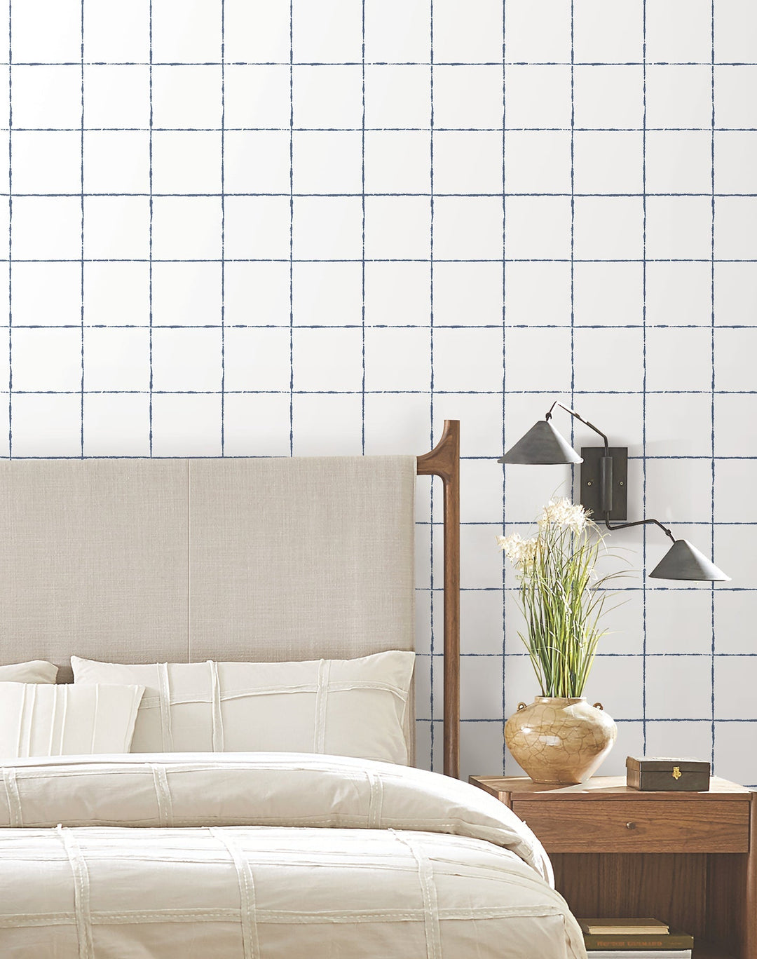 La Vitre Plaid Ultramarine Wallpaper by York Wallcoverings Designer