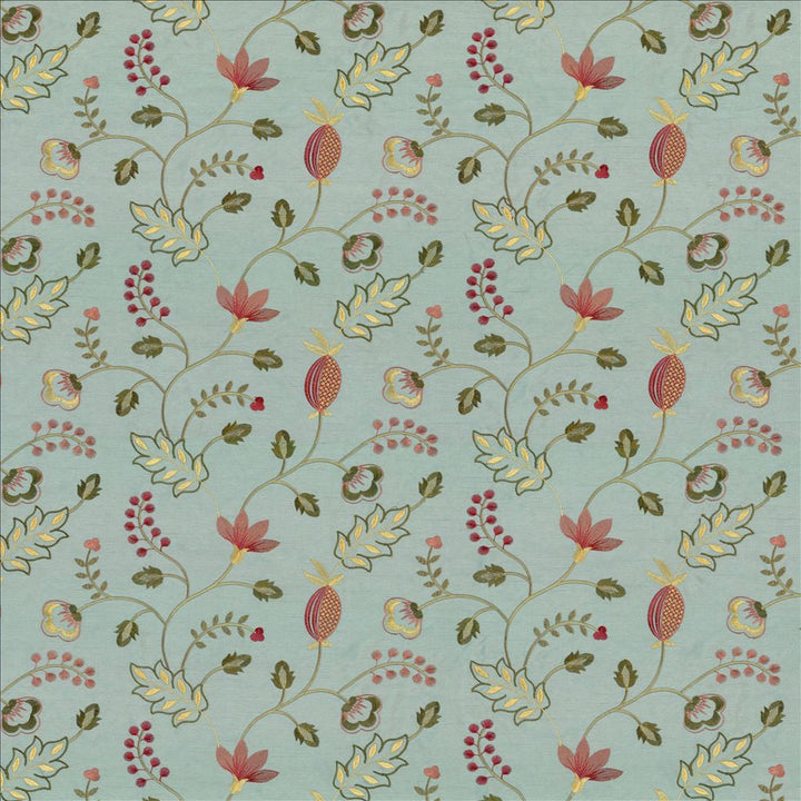 Abberville Azalea by Kasmir Designer Fabric 1443 100% Polyester Embroidery 100% Polyester INDIA 30,000 Wyzenbeek Double Rubs Horizontal: 13 inches and Vertical: 9 4/8 inches 54 - 55 - Swanky Fabrics -