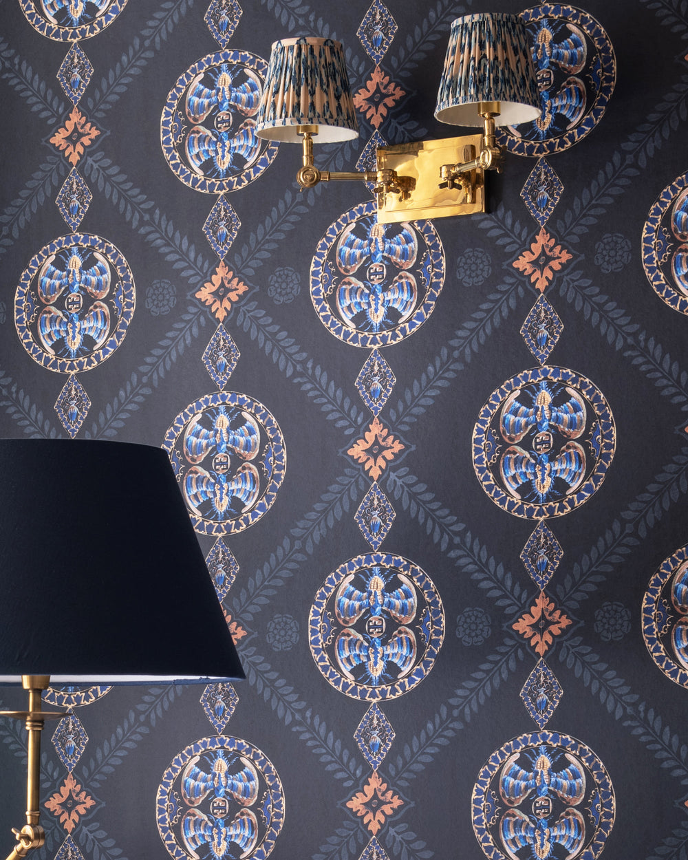ABEILLE DECORATIF Indigo Wallpaper (WP20766) by Mind The Gap | WP20766 | ORIENT EXPRESS | 1 roll x 52x900 cm / 20.47x354.33in | 0.52m / 20.5in | 9m / 354in | 4.68sqm / 50sq ft | 52cm / 20.5in | Gold, Grey, Indigo | Non-woven Textured | Paste the wall | 1-roll in a box | Fabric Carolina | https://www.fabriccarolina.com/