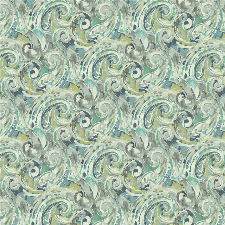 Abstract Paisley Blue Lagoon  by Kasmir Designer Fabric 1453 100% Cotton
 SOUTH KOREA 30,000 Wyzenbeek Double Rubs Horizontal: 18 inches and Vertical: 17 4/8 inches 54  - Swanky Fabrics -