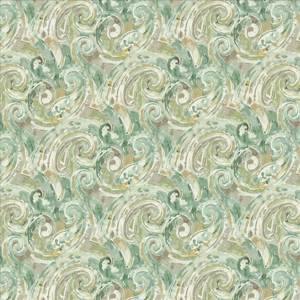 Abstract Paisley Seaspray by Kasmir Designer Fabric See sample 100% Cotton
 SOUTH KOREA 30,000 Wyzenbeek Double Rubs </p><p>Repeat: Horizontal: 18 inches and Vertical: 17 4/8 inches 54 - Swanky Fabrics -