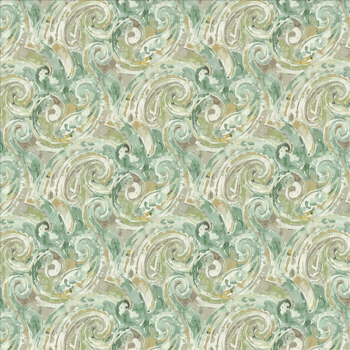 Abstract Paisley Seaspray  by Kasmir Designer Fabric 1453 100% Cotton
 SOUTH KOREA 30,000 Wyzenbeek Double Rubs Horizontal: 18 inches and Vertical: 17 4/8 inches 54  - Swanky Fabrics -
