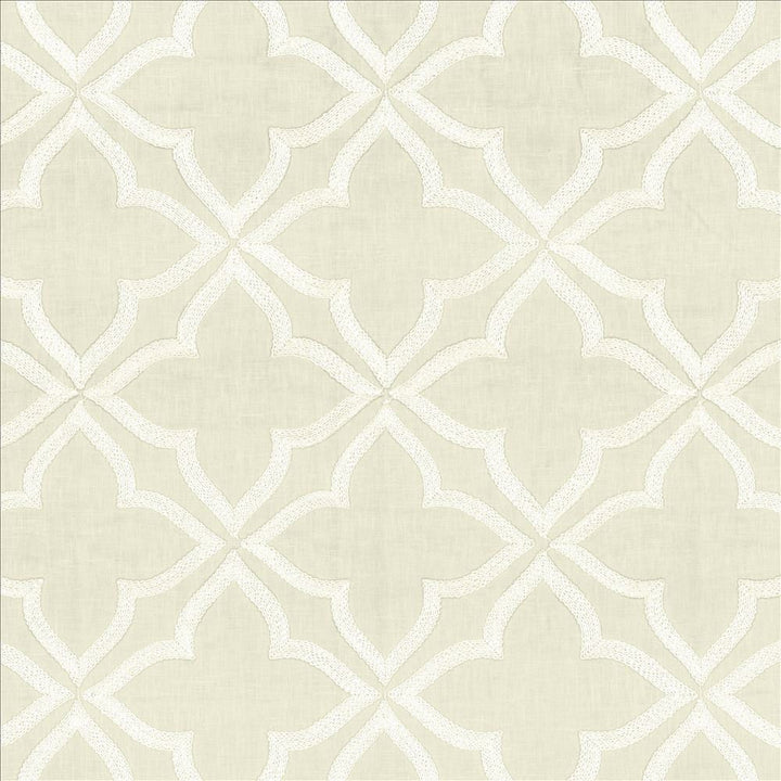 Adornment White by Kasmir Designer Fabric See sample 70% Polyester
30% Cotton
 INDIA Not Tested </p><p>Repeat: Horizontal: 8 6/8 inches and Vertical: 9 3/8 inches 54 - Swanky Fabrics -