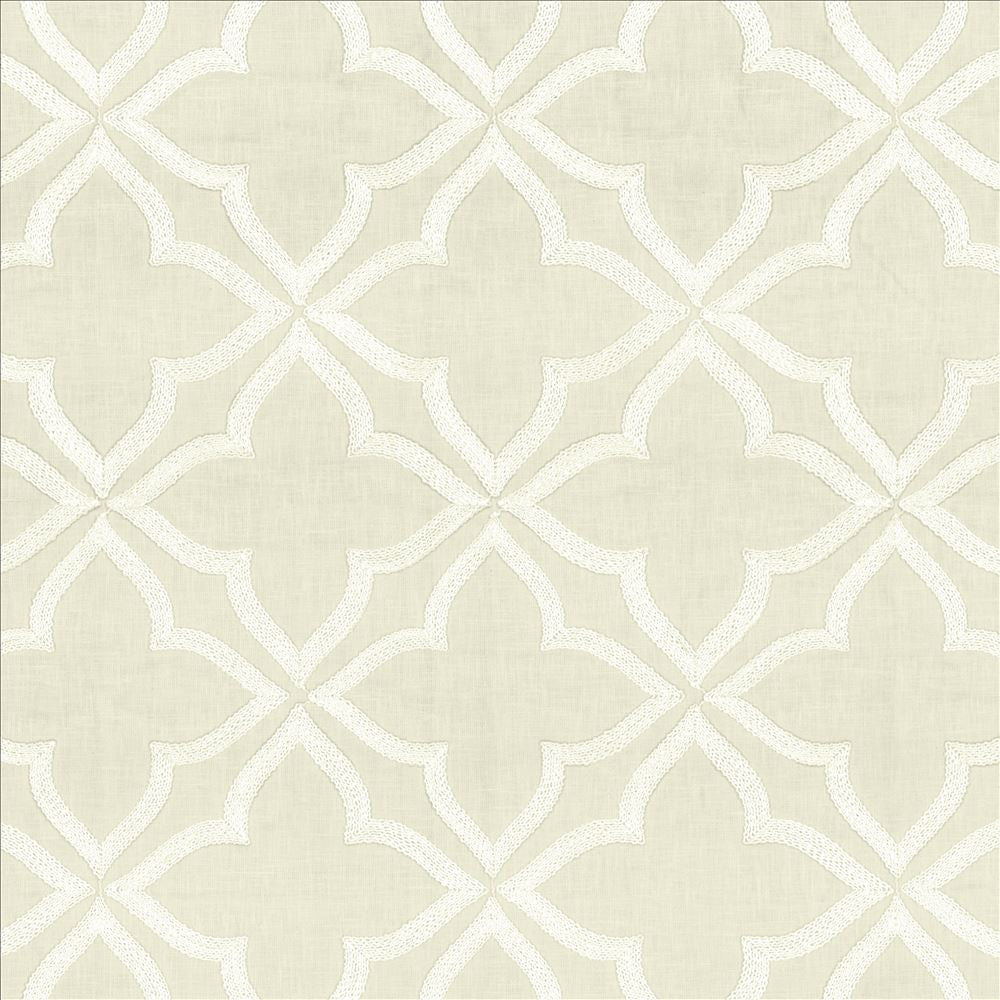 Adornment White by Kasmir Designer Fabric 5156 70% Polyester 30% Cotton INDIA Not Tested Horizontal: 8 6/8 inches and Vertical: 9 3/8 inches 54 - Swanky Fabrics -