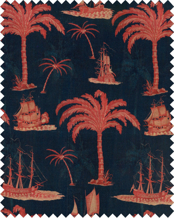 Aegean Indigo Fabric by Mind the Gap Designer Fabric SUNDANCE VILLA 82% Viscose and 18% Linen Made in United Kingdom W 34.6cm x L 46,4cm / W 13.6n x L 18.2in 55.1in - Swanky Fabrics -