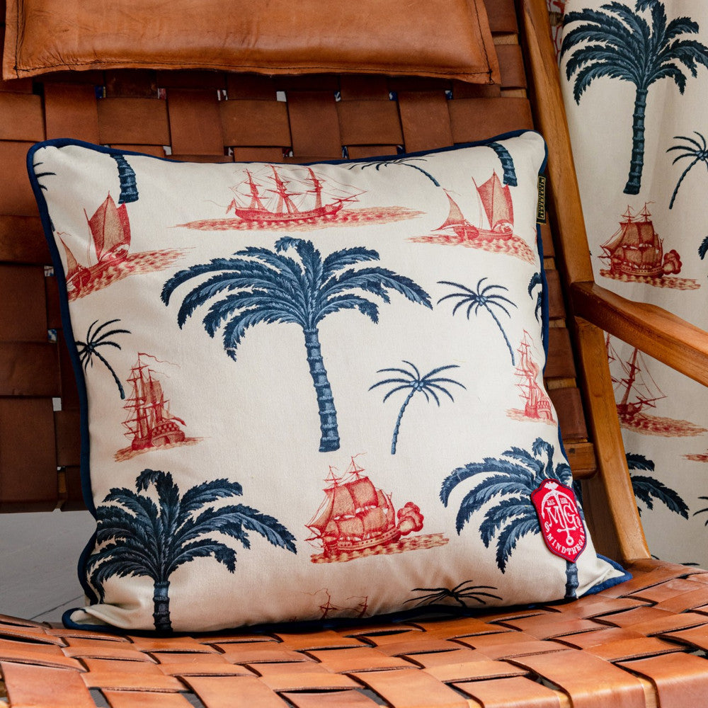 Mind The Gap Pillows AEGEAN Cushion (LC40108) | LC40108 | SUNDANCE VILLA | 20 x 20 in | Indigo, Red, Taupe | Fabric Carolina | https://www.fabriccarolina.com/