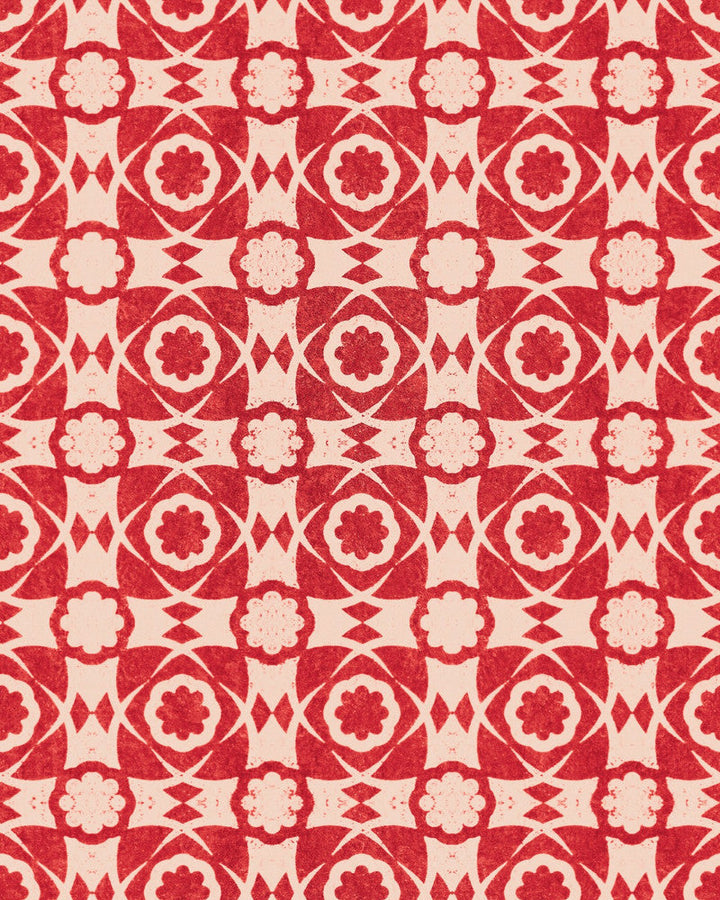 Mind The Gap Wallpaper AEGEAN TILES Red Wallpaper (WP30052) | WP30052 | SUNDANCE VILLA | 1 roll x 20.5 x 393.7 in | 0.52m / 20.5in | 10m / 393.7in | 5.20mp | 52cm / 20.5in | Cream, Red | Satin Matte | Paste the wall | 1-roll in a box | Fabric Carolina | https://www.fabriccarolina.com/