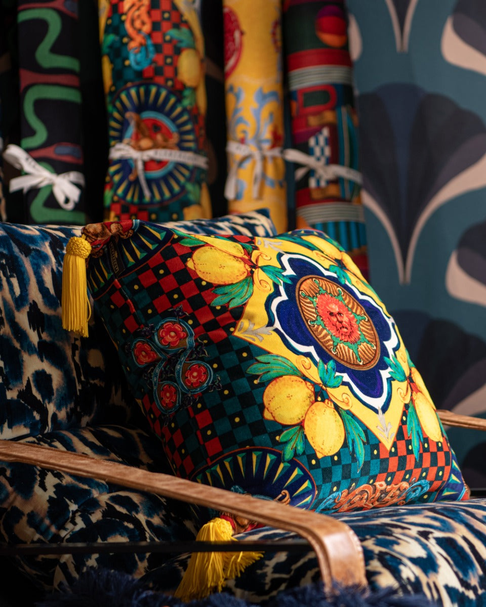 Amalfi Blue velvet fabric by Mind the Gap (FB00121), view 3