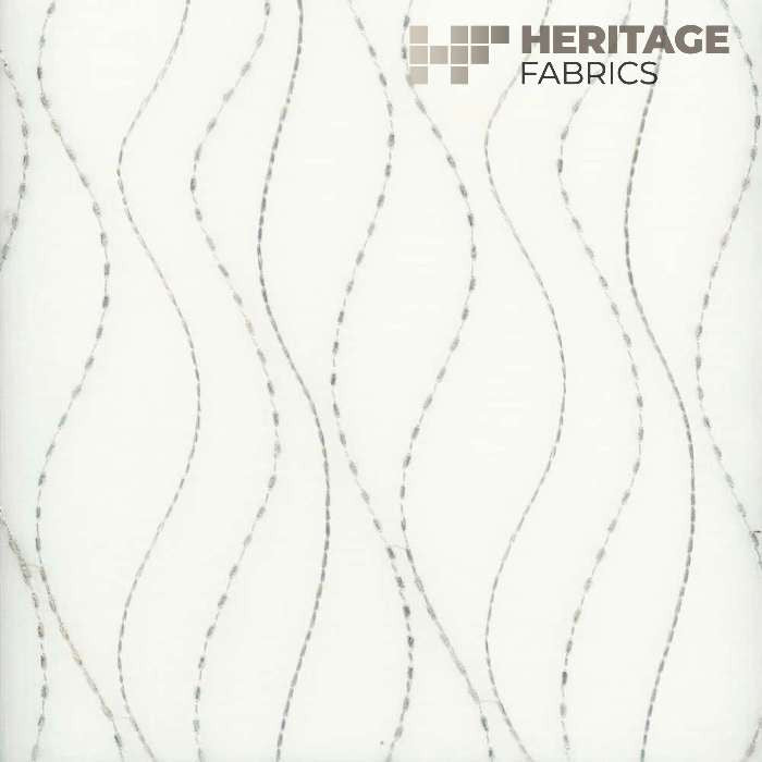 Amherst Silver by Heritage Designer Fabric - 100% Polyester Turkey Horizontal: 4.25" and Vertical: 10.5" 54" - Swanky Fabrics -