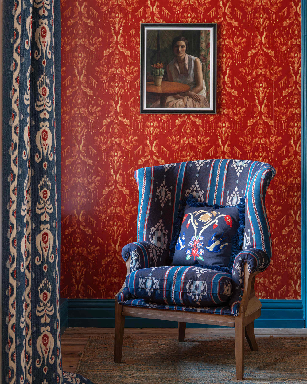 ANCESTRAL IKAT Copper Wallpaper (WP30262) by Mind The Gap | WP30262 | TRANSYLVANIAN RHAPSODY | 1 roll x 52 x 1000 cm / 20.5 x 393.7in | 0.52m / 20.5in | 10m / 393.7in | 5.20sqm / 55.9sq ft | L50cm / L19.6in | Taupe, Copper | Non-woven Satin | Paste the wall | 1 roll in a box | Fabric Carolina | https://www.fabriccarolina.com/