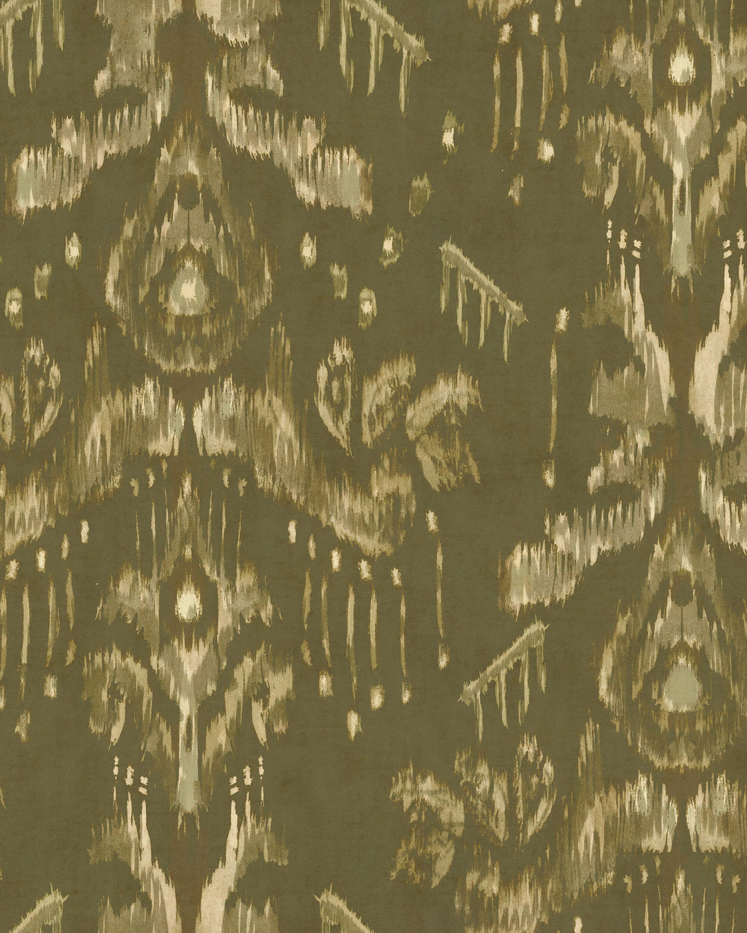 ANCESTRAL IKAT Sage Wallpaper (WP30261) by Mind The Gap | WP30261 | TRANSYLVANIAN RHAPSODY | 1 roll x 52 x 1000 cm / 20.5 x 393.7in | 0.52m / 20.5in | 10m / 393.7in | 5.20sqm / 55.9sq ft | L50cm / L19.6in | Taupe, Green | Non-woven Satin | Paste the wall | 1 roll in a box | Fabric Carolina | https://www.fabriccarolina.com/