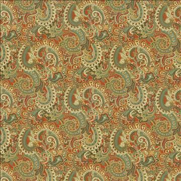 Anjou Paisley Ming Red by Kasmir Designer Fabric 5106 55% Linen 45% Rayon CHINA 12,000 Wyzenbeek Double Rubs H: 27 4/8 inches, V: 25 2/8 inches 54 - 55 - Swanky Fabrics - Kasmir