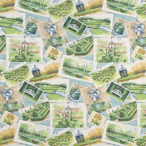 Baker Lifestyle Fabric Opera Postcards Aqua/Multi