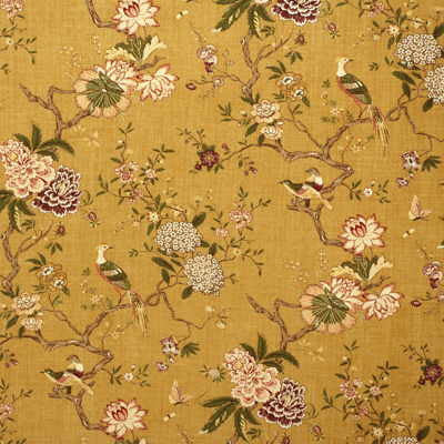 G P & J Baker Fabric Oriental Bird Gold