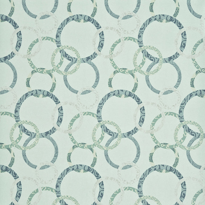 Baker Lifestyle Wallpaper Roundel Aqua/Teal/Silver