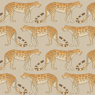 Cole & Son Wallpaper Leopard Walk Stone & Orange