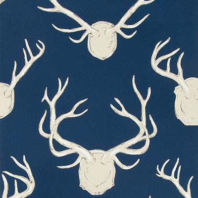 Lee Jofa Wallpaper Antlers Paper Navy
