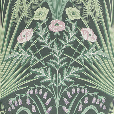 Cole & Son Wallpaper Bluebell Sage On Charcoal