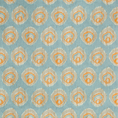 Lee Jofa Fabric Monaco Print Aqua/Melon