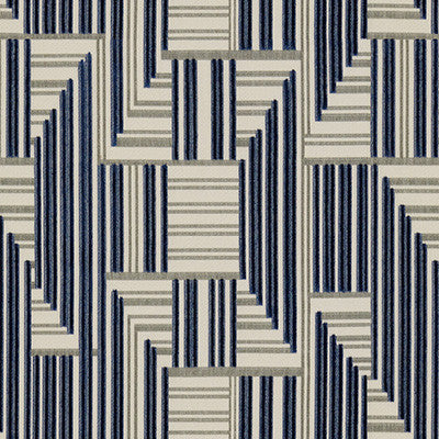 Lee Jofa Modern Fabric Cuboid Velvet Navy/Grey