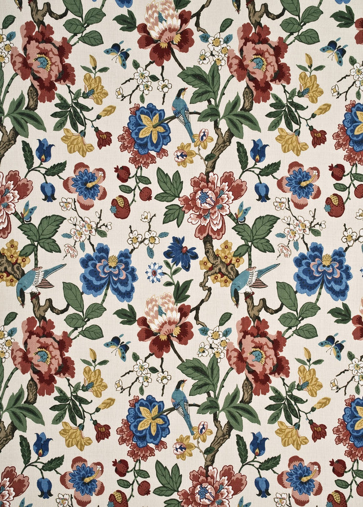 G P & J Baker Fabric Persian Pomegranate Red/Green/Aqua
