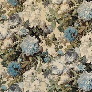 Mulberry Fabric Floral Pompadour Velvet Sage