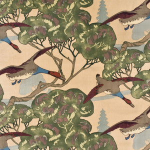 Mulberry Fabric Flying Ducks Velvet Camel