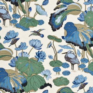 G P & J Baker Fabric Nympheus - Linen Aqua/Teal
