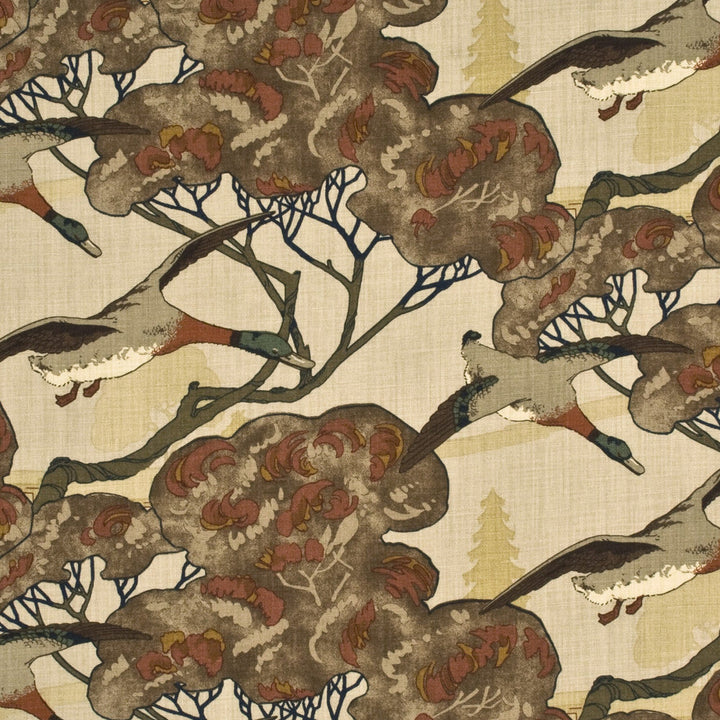 Mulberry Fabric Flying Ducks Stone/Brown
