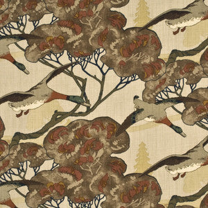 Mulberry Fabric Flying Ducks Stone/Brown