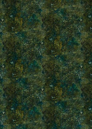 G P & J Baker Fabric Persian Garden Velvet Peacock