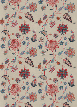 G P & J Baker Fabric Baker'S Indienne Embroidery Indigo/Red