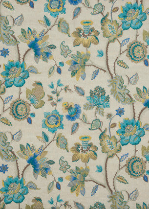 G P & J Baker Fabric Dryden Teal/Gilt