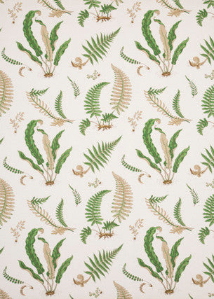 G P & J Baker Fabric Ferns - Linen Stone/Green