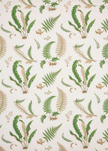 G P & J Baker Fabric Ferns - Linen Stone/Green