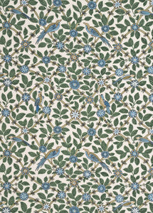 G P & J Baker Fabric Bamboo Bird Aqua/Teal