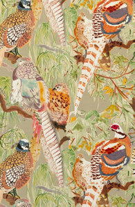 Mulberry Fabric Game Birds Velvet Stone/Multi