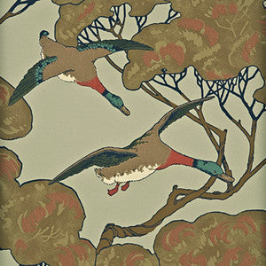 Mulberry Wallpaper Flying Ducks Sky/Moss