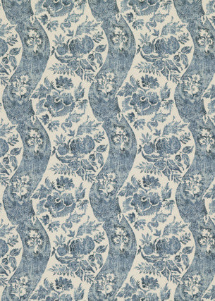 G P & J Baker Fabric Caldbeck Indigo/Ivory