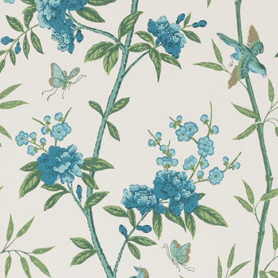 G P & J Baker Wallpaper Peony & Blossom Indigo/Teal