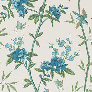 G P & J Baker Wallpaper Peony & Blossom Indigo/Teal