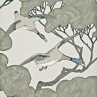 Mulberry Wallpaper Flying Ducks Silver/Taupe